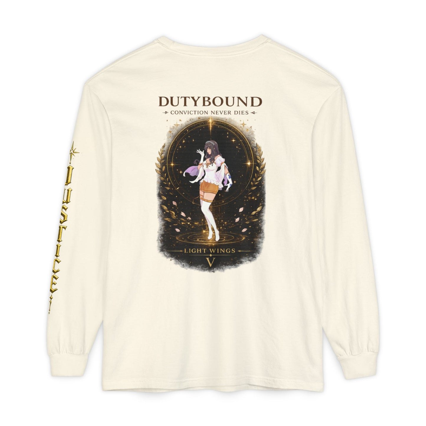 DutyBound Light Wings 5th Anniversary Long Sleeve T-Shirt | “Conviction Never Dies” Anime Graphic Tee