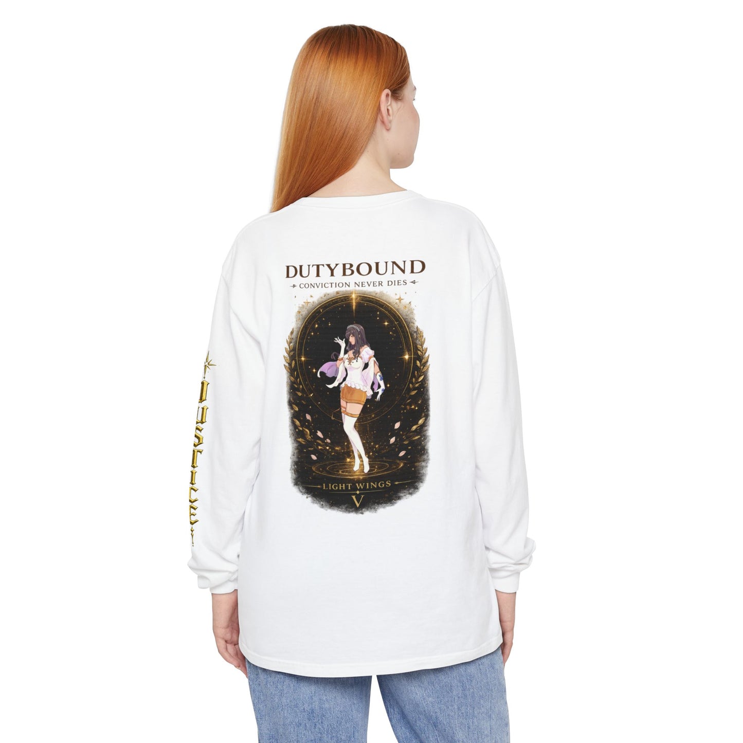 DutyBound Light Wings 5th Anniversary Long Sleeve T-Shirt | “Conviction Never Dies” Anime Graphic Tee
