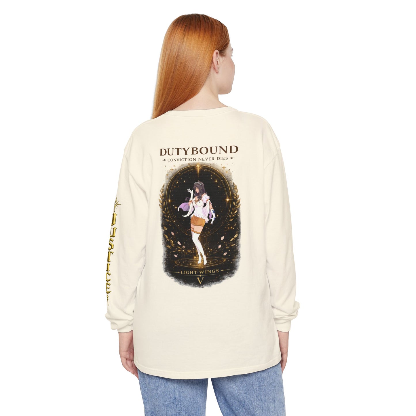 DutyBound Light Wings 5th Anniversary Long Sleeve T-Shirt | “Conviction Never Dies” Anime Graphic Tee
