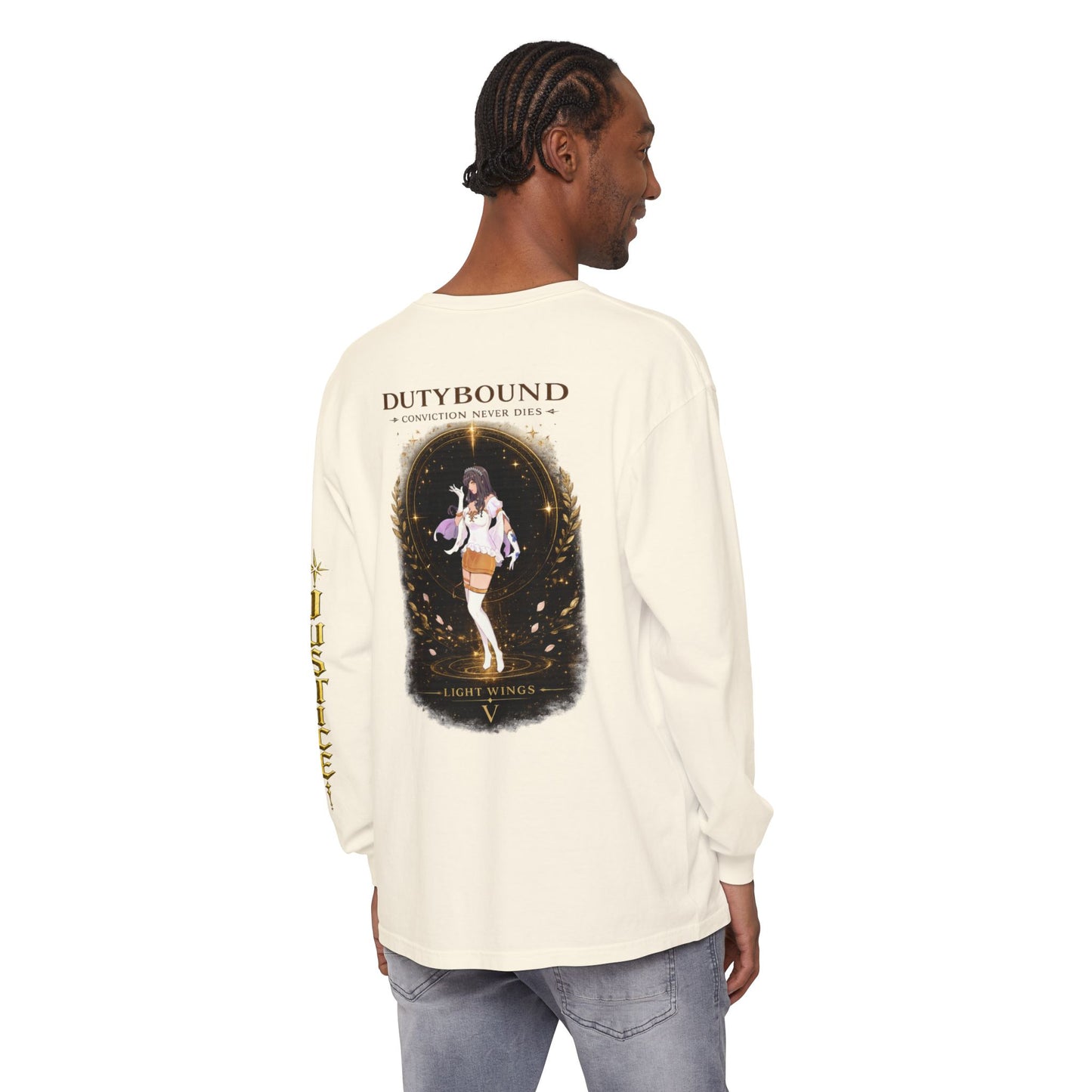 DutyBound Light Wings 5th Anniversary Long Sleeve T-Shirt | “Conviction Never Dies” Anime Graphic Tee