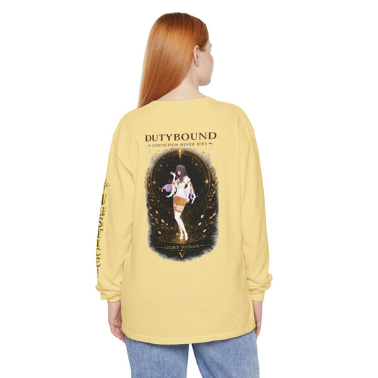DutyBound Light Wings 5th Anniversary Long Sleeve T-Shirt | “Conviction Never Dies” Anime Graphic Tee