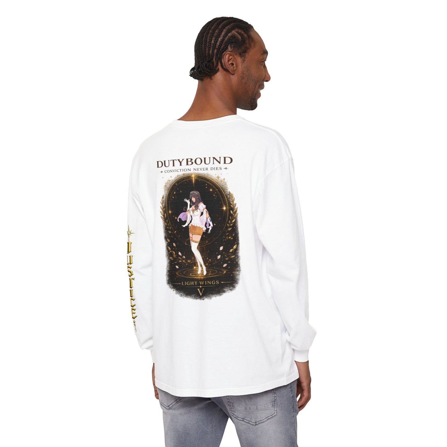 DutyBound Light Wings 5th Anniversary Long Sleeve T-Shirt | “Conviction Never Dies” Anime Graphic Tee